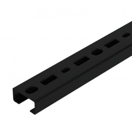 Profile rail, 17 mm slot, perforated, black 400 | 35 | 18 | 1,25 | Čelik | PES135 - Poliester | tamno crna; RAL 9005