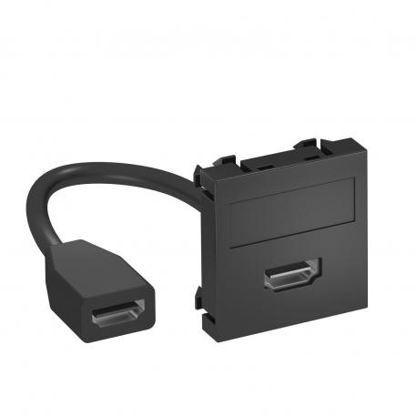 HDMI priključnica, ravna, s priključnim kabelom ravno |  | HDMI | crno-siva; RAL 7021