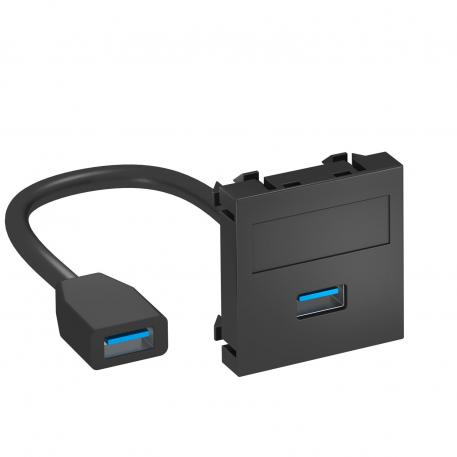 USB 2.0/3.0 priključnica, 1 modul, ravna, s priključnim kabelom ravno |  | USB | crno-siva; RAL 7021