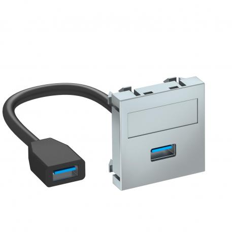 USB 2.0/3.0 priključnica, 1 modul, ravna, s priključnim kabelom  |  | USB | lak od aluminija