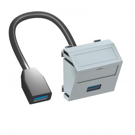 USB 2.0/3.0 priključnica, 1 modul, kosa, s priključnim kabelom  |  | USB | lak od aluminija