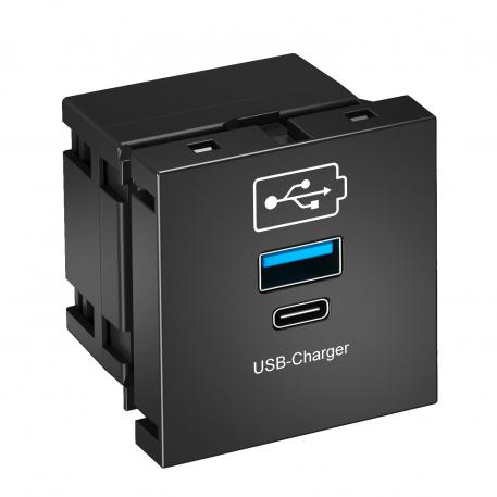 USB punjač crno-siva; RAL 7021