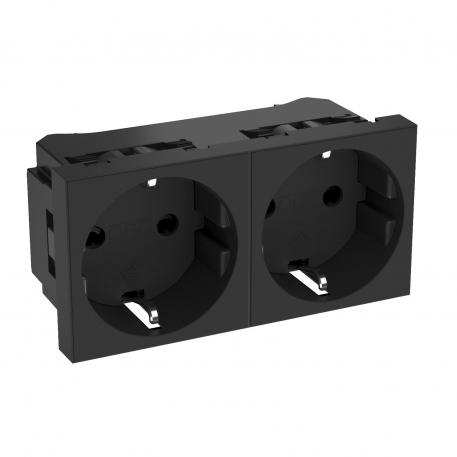 0° socket, protective contact, double 2 | 2-struka 0° | crno-siva; RAL 7021