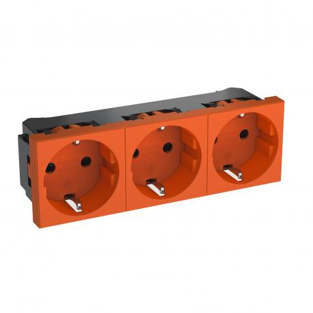 0° socket, protective contact, triple 3 | 3-struka 0° | narančasta; RAL 2004