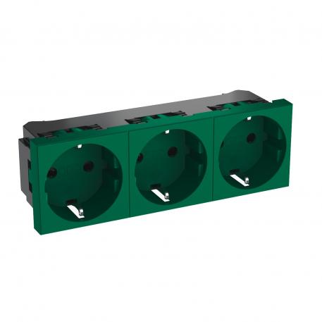 0° socket, protective contact, triple 3 | 3-struka 0° | zelena; RAL 6029