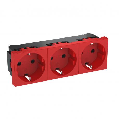 0° socket, protective contact, triple 3 | 3-struka 0° | crvena; RAL 3001
