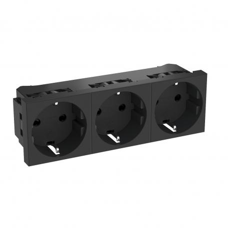 0° socket, protective contact, triple 3 | 3-struka 0° | crno-siva; RAL 7021