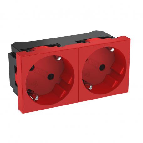 33° socket, protective contact, double 2 | 2-struka 33° | crvena; RAL 3001