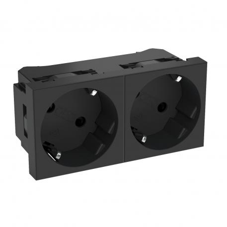 33° socket, protective contact, double 2 | 2-struka 33° | crno-siva; RAL 7021