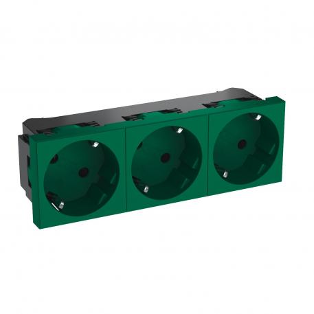 33° socket, protective contact, triple 3 | 3-struka 33° | zelena; RAL 6029