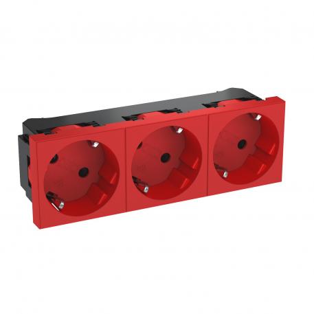 33° socket, protective contact, triple 3 | 3-struka 33° | crvena; RAL 3001