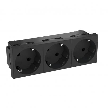 33° socket, protective contact, triple 3 | 3-struka 33° | crno-siva; RAL 7021