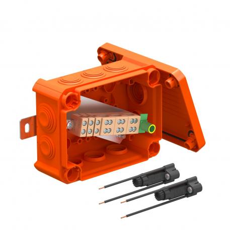 FireBox T100 s utičnim brtvama, 2 nosača osigurača 136x102x57 | 10 | IP66 | narančasta; RAL 2003